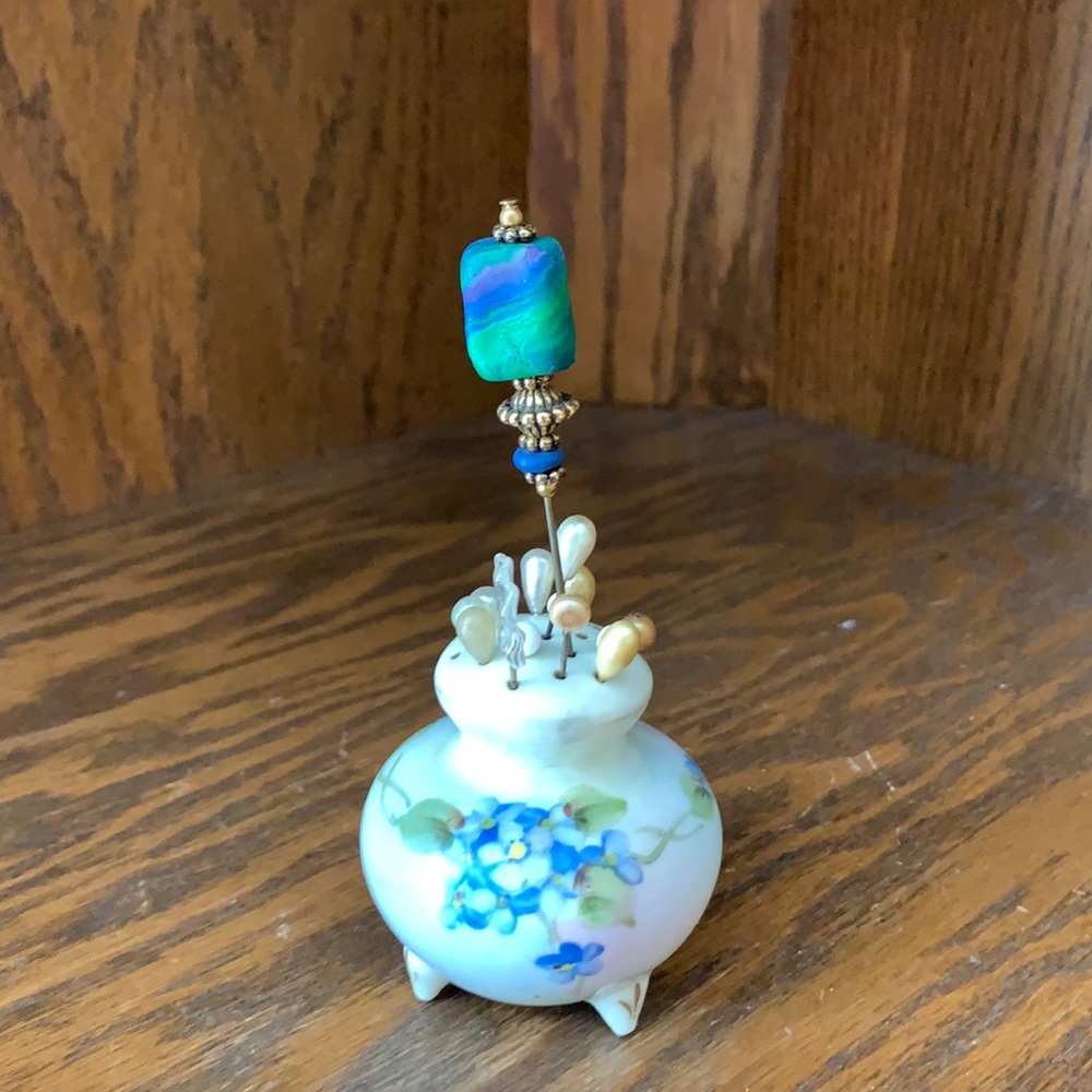 Antique Porcelain Hand Painted Hat Pin Holder Japan